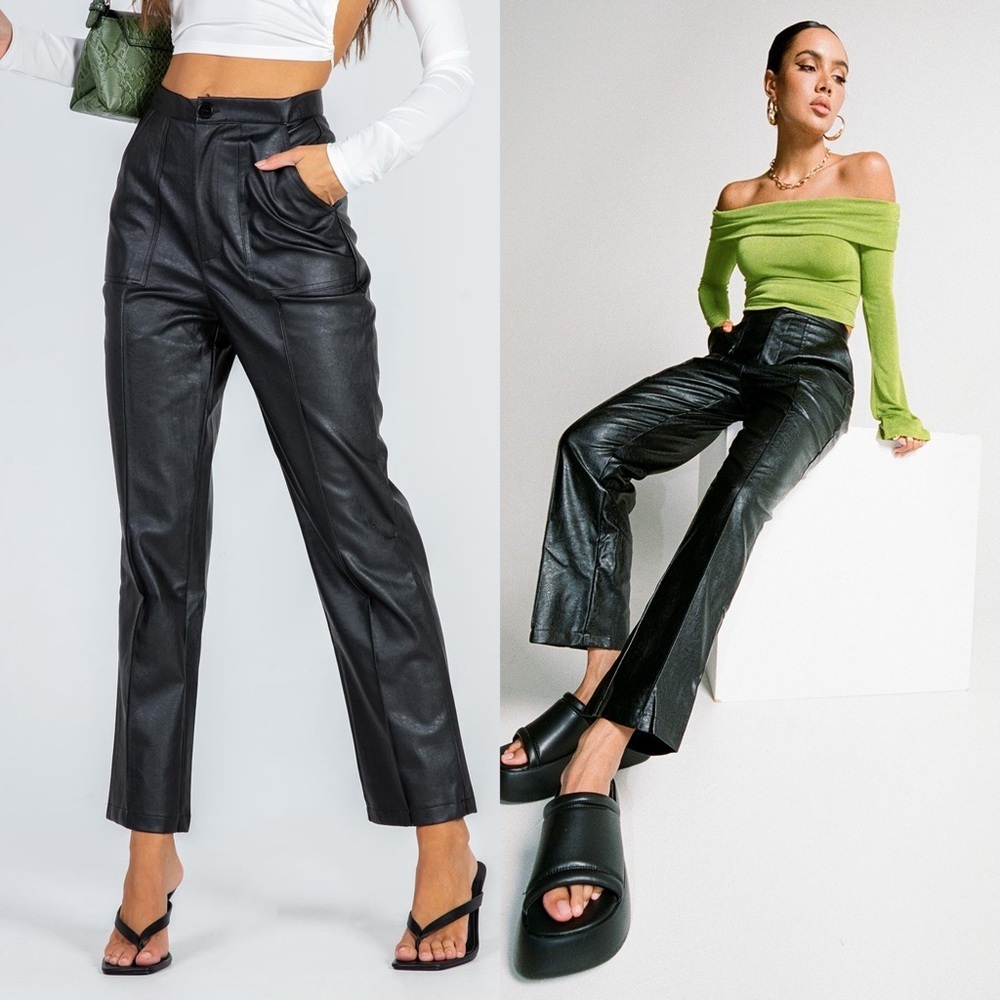 PRINCESS POLLY ENCORE FAUX LEATHER PANTS BLACK Size 6 - Picture 2 of 7